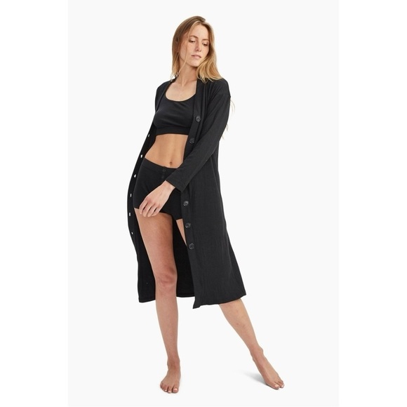 Naadam Size S Ribbed Button Front Duster Cardigan Dress in...